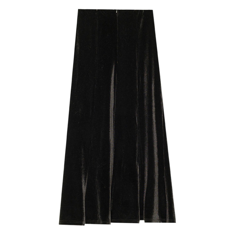 2023 Autumn New velvet soft bottom skin-friendly half-body sheath fishtail dress elastic waist autumn and winter midi dress 8558