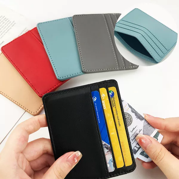 Cross-border in stock pu leather multi-color routing process large capacity multi-card position unisex card bag wholesale