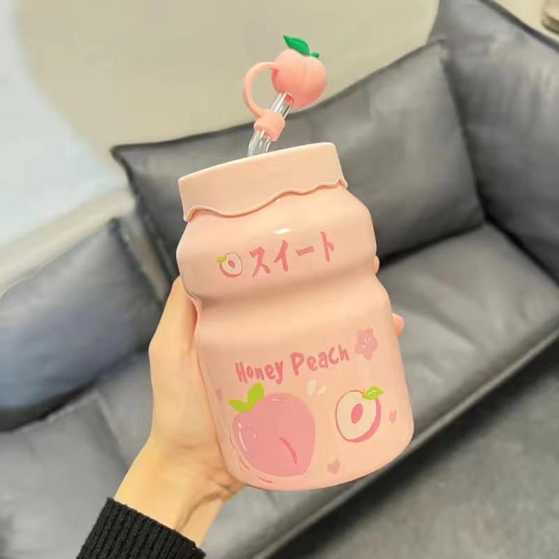闺蜜生日送女生高颜值马克杯带盖陶瓷水杯可爱伴手礼吸管杯子晚辈|undefined