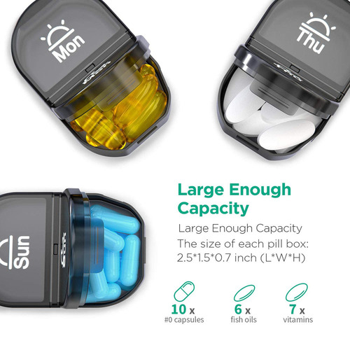 Amazon 7-day 14-slot weekly pill storage box AM PM 2 times a day vitamin medication pocket pill box