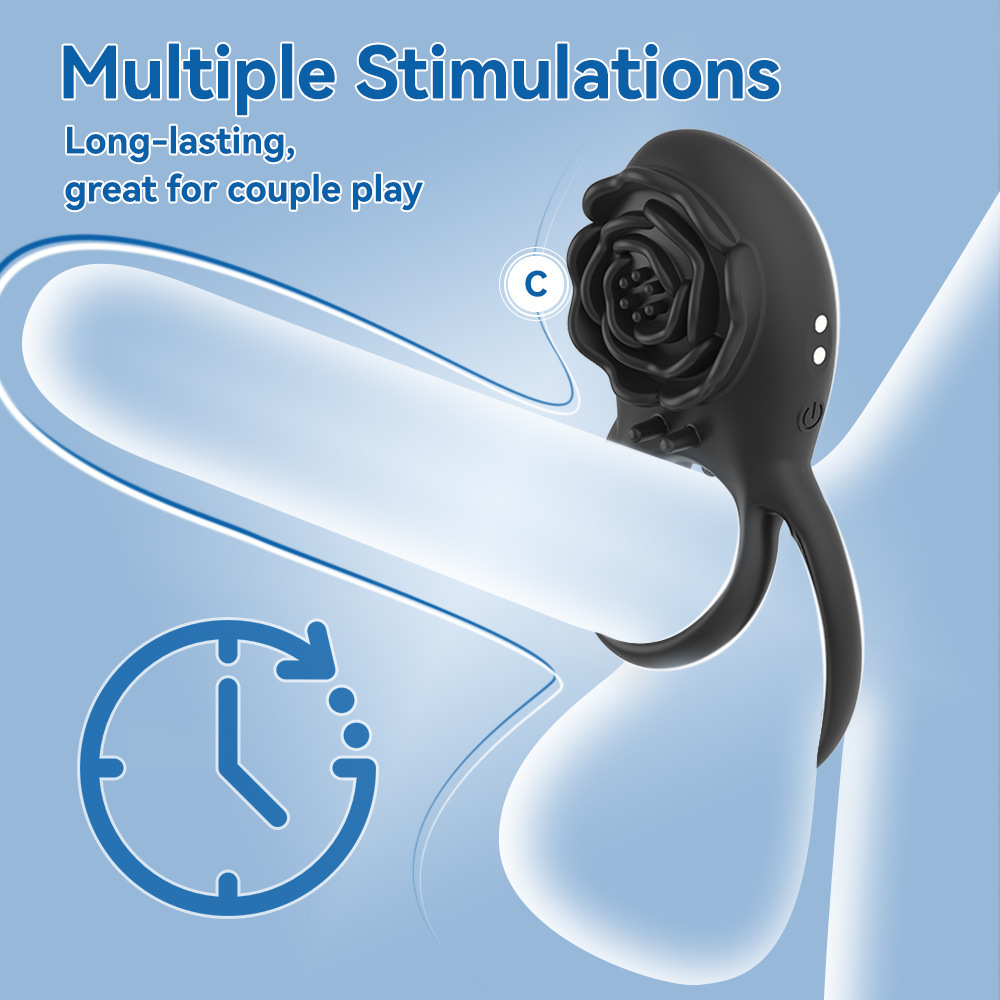 Rose Wireless Remote Vibrating Ring Prostate Massager, 8-Frequency Silicone Cock Ring — detail image 7