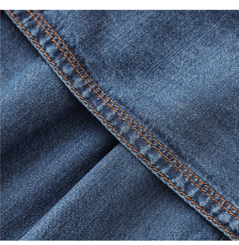 Váy liền denim Tiansi dáng maxi thắt eo phong cách Pháp mùa hè — Màu xanh lam chi tiết 15
