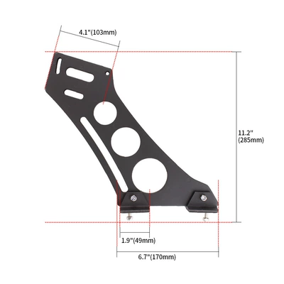 Motorcycle tail Alloy Rear Wing Mounting Bracket - 10inch