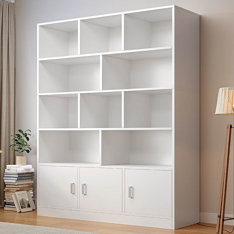 书柜学生家用置物架储物柜一体整墙带柜门客厅置物柜落地简易书架