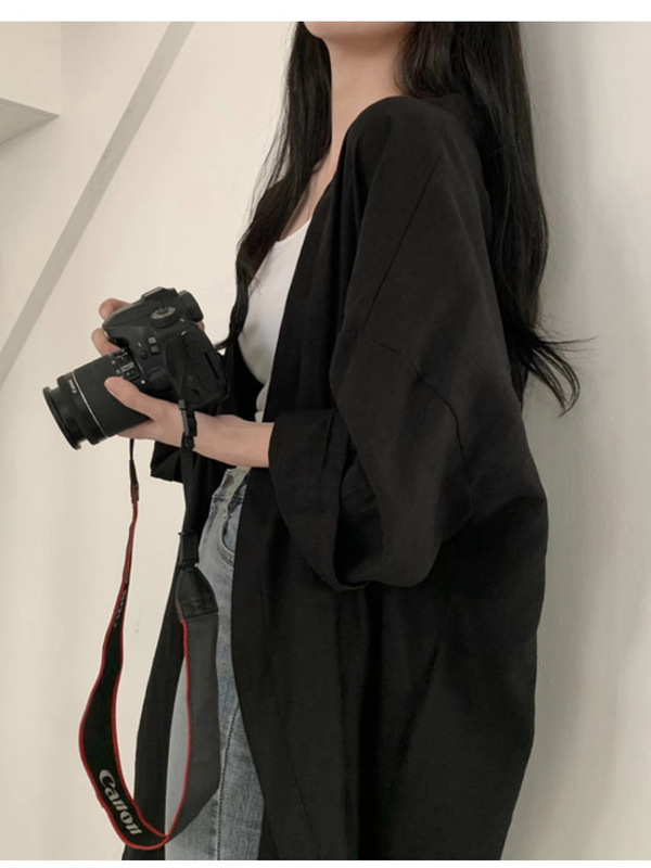 短袖防晒衬衫女外搭秋季新款宽松透气中长慵懒薄款外套新中式上衣|undefined