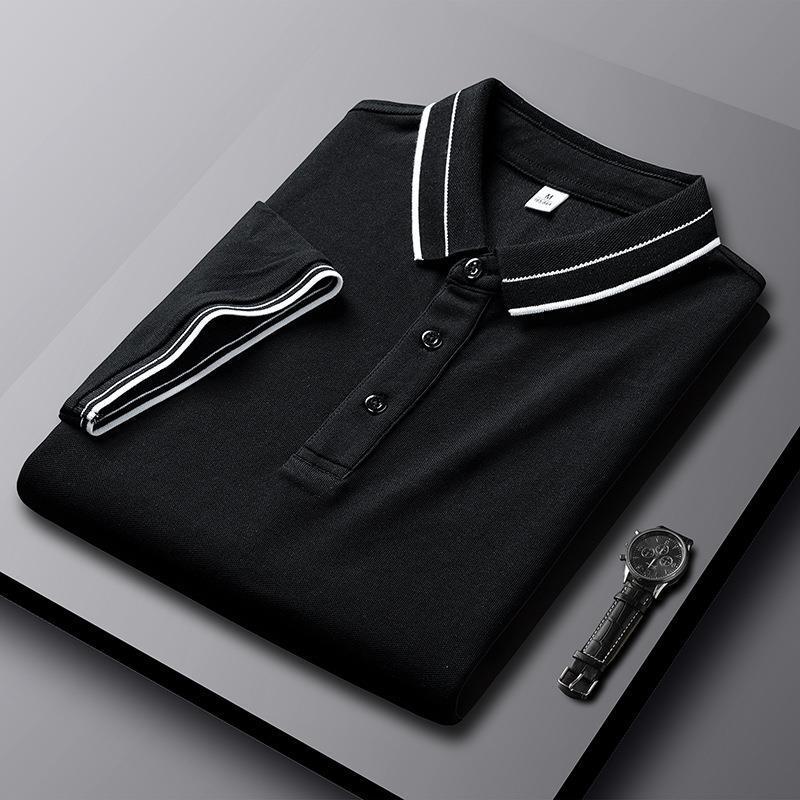 230G Double Pearl Polo Shirt Men's High-end Light Business Solid Color T-shirt Short Sleeve Golf Polo POLO Summer New