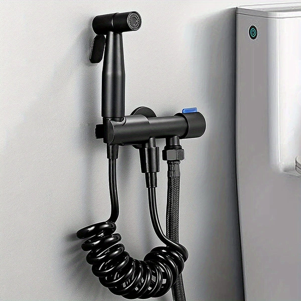 Black toilet, fork, set