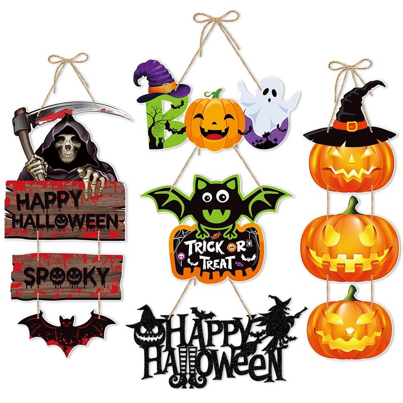 アマゾンハロウィーンパーティー装飾コウモリ幽霊ドア掛けお化け屋敷バーシーン配置カボチャ掛け飾り|undefined