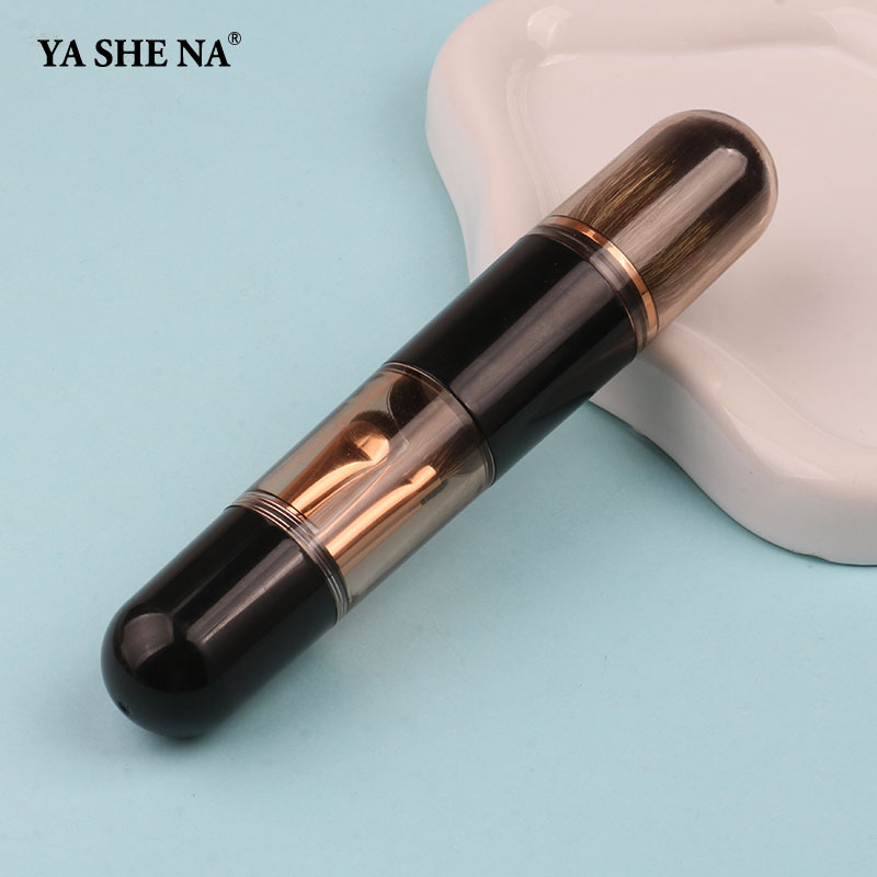 En stock Cuatro en Uno cepillo de maquillaje herramientas de belleza mini cepillo de ojos color de piel cepillo de maquillaje retráctil cepillo de maquillaje portátil