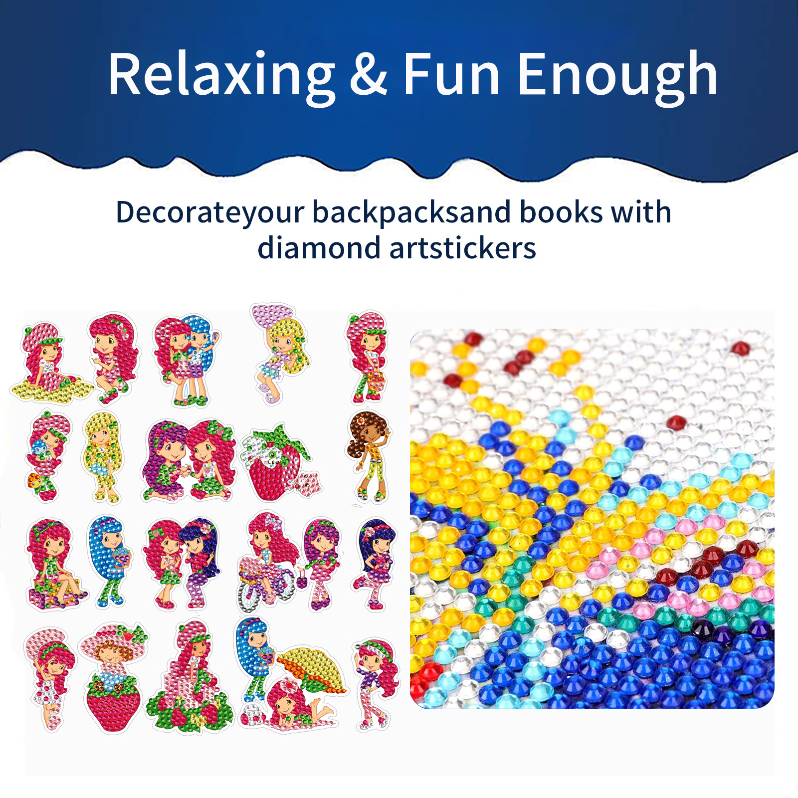 Pegatinas de niña de dibujos animados superventas Pintura de diamante pegatinas gratis DIY ladrillo pintura pegatinas de pared pegatinas hechas a mano cristal brillante diamante