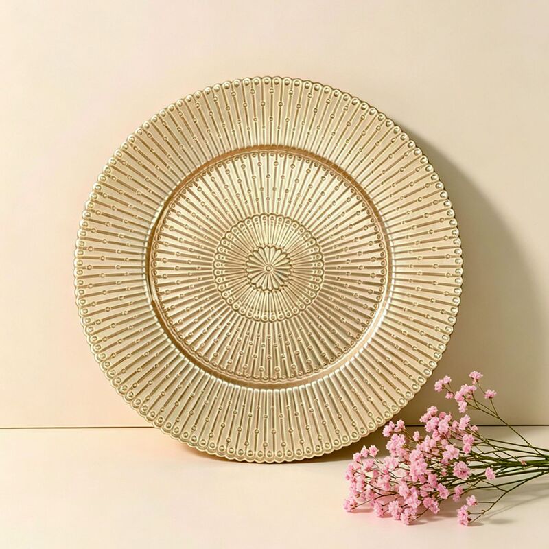 Ins Creative Fashion European Banquet Family Simple Texture Ray Stained Glass Plate Western Food Plate Fruit Plate