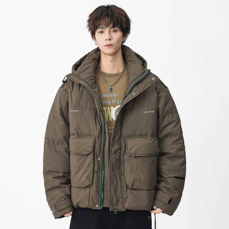 Winter New Hooded Trendy Brand down Jacket for Men, Loose Fit, Japanese Style, Versatile Casual Coat, Trendy Workwear, Couple's Warm Clothing Winter New Hooded Trendy Brand down Jacket for Men, Loose Fit, Japanese Style, Versatile Casual Coat, Trendy Workwear, Couple's Warm Clothing