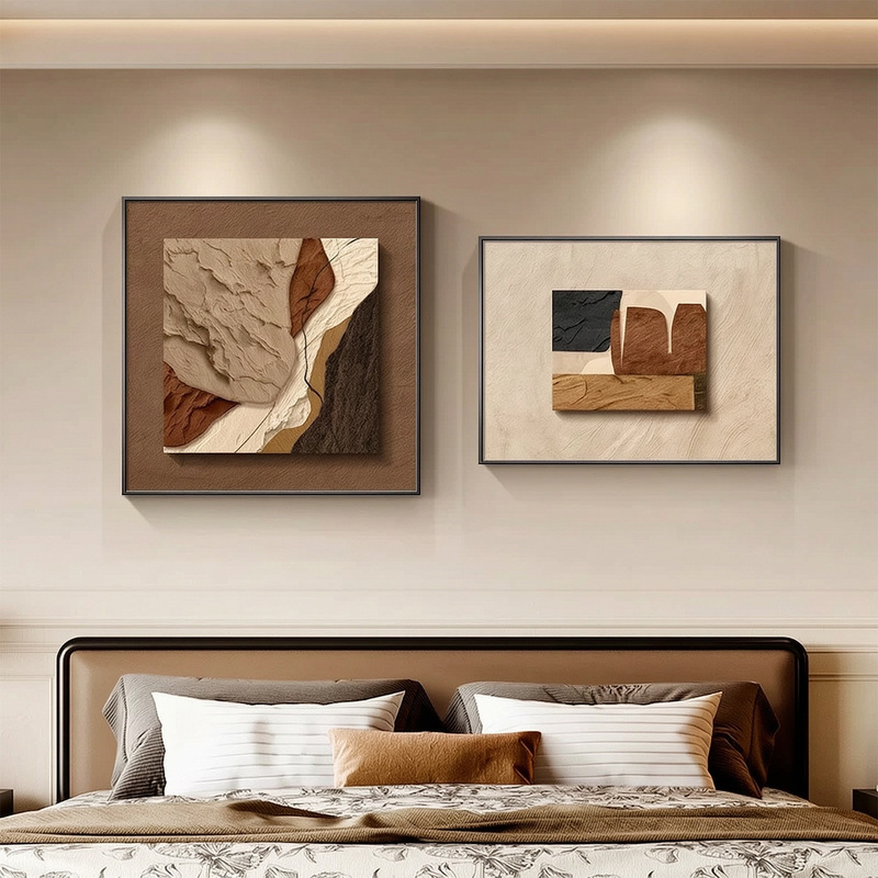 Vintage-Style Textured Double Hanging Paintings, Abstract Wall Art for Living Room and Bedroom, Modern Minimalist High-End Entrance Decoration Painting Vintage-Style Textured Double Hanging Paintings, Abstract Wall Art for Living Room and Bedroom, Modern Minimalist High-End Entrance Decoration Painting