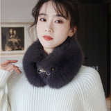Пальто, удерживающий тепло фальшивый воротник, универсальный шарф, в корейском стиле