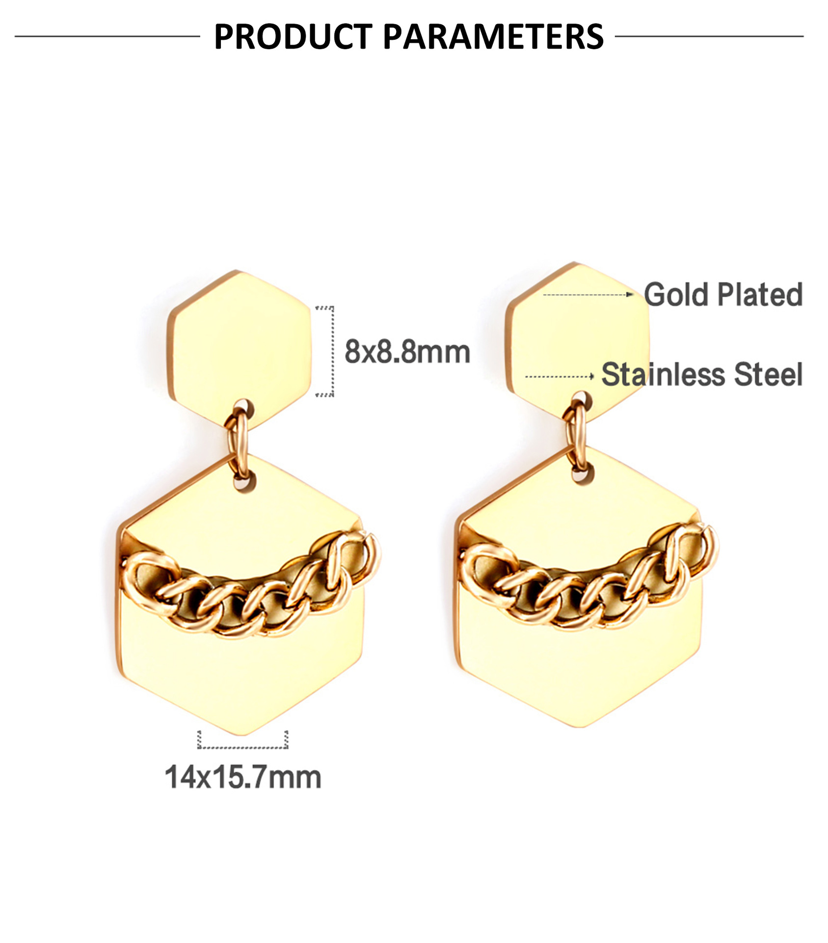 Fashion Geometric Stainless Steel Plating Earrings 1 Pair