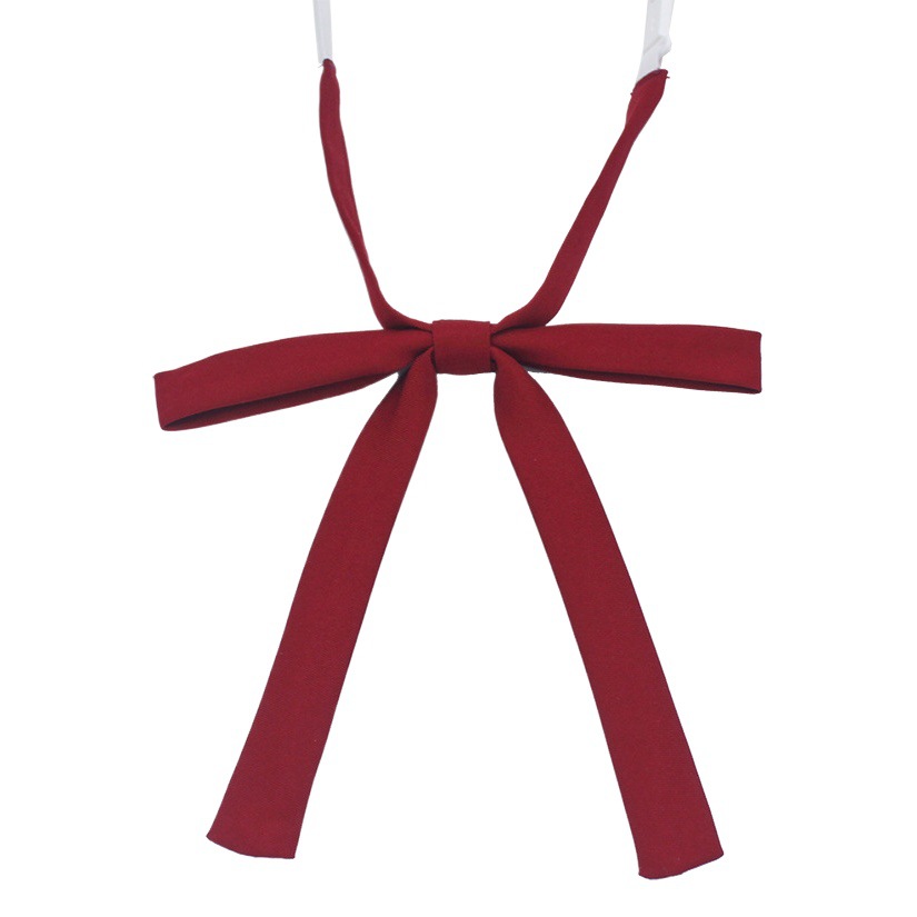 Fabricante en stock estrecho pequeño mango largo JK uniforme pajarita femenina japonés color sólido mate uniforme escolar con Delgado mango largo collar flor