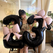 生日布置蝴蝶结数字气球男女孩周岁派对装饰场景布置拍照氛围道具