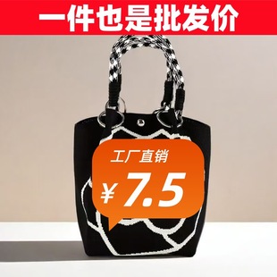 东南亚爆款针织手提包针织手拎包托特包编织便携包包大容量小方包
