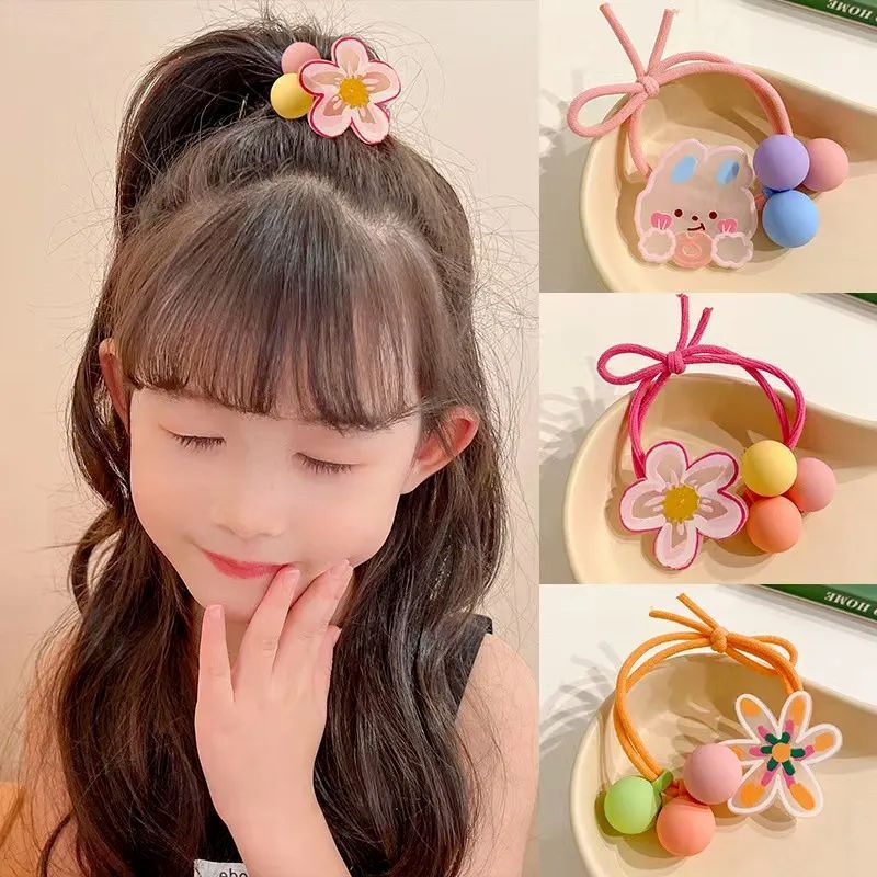 儿童可爱粉色小女孩扎头发皮筋高弹力耐用发圈不伤发丸子头发绳饰|undefined