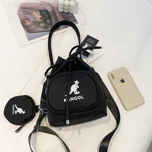 [Manufacturer] 2024 Foreign Trade Women's Bag Korean Style Fashion Kangaroo Bucket Bag Street Trend Single Shoulder Messenger Bag