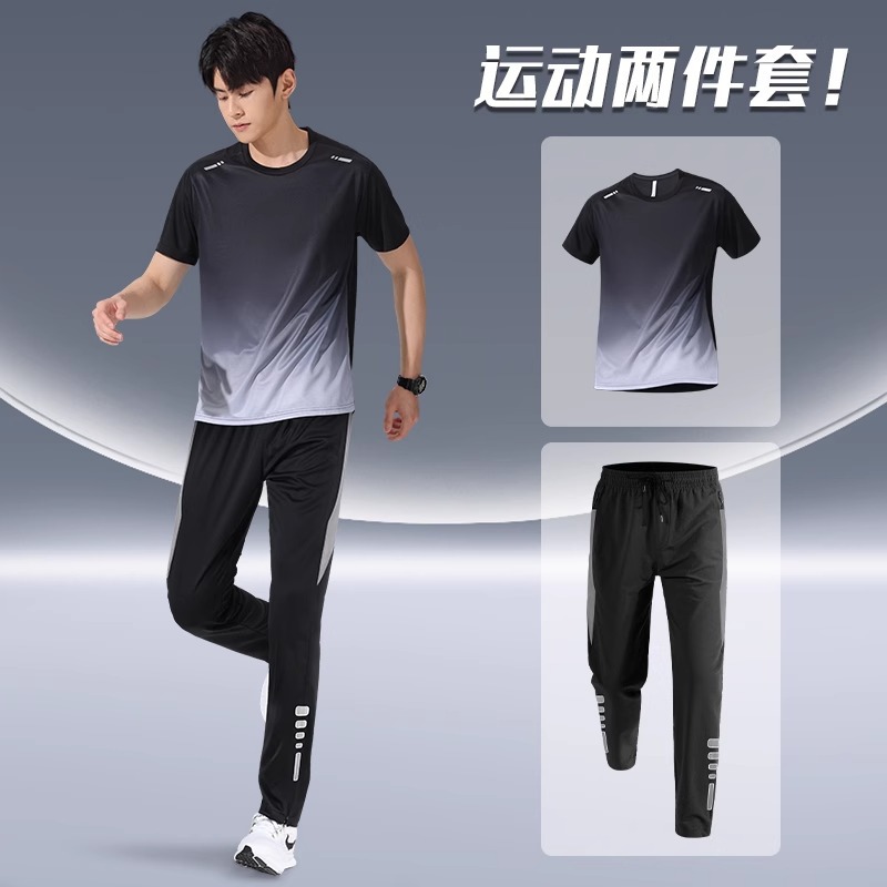 Trajes deportivos para hombres para correr otoño delgado ropa de secado rápido mangas largas pantalones largos casuales 2024 nuevo ciclismo fitness