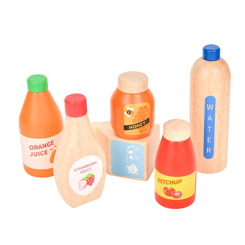 Juguetes de cocina de imitación de madera de imitación de bebidas de jugo set de regalos para niños bloques image 5