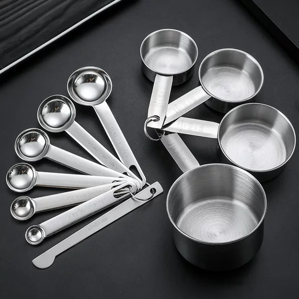Stainless Steel Measuring Spoon Measuring Cup Set Multi-Piece Coffee Bean Milk Powder Measuring Spoon with Graduated Measuring Cup Kitchen Baking Tools