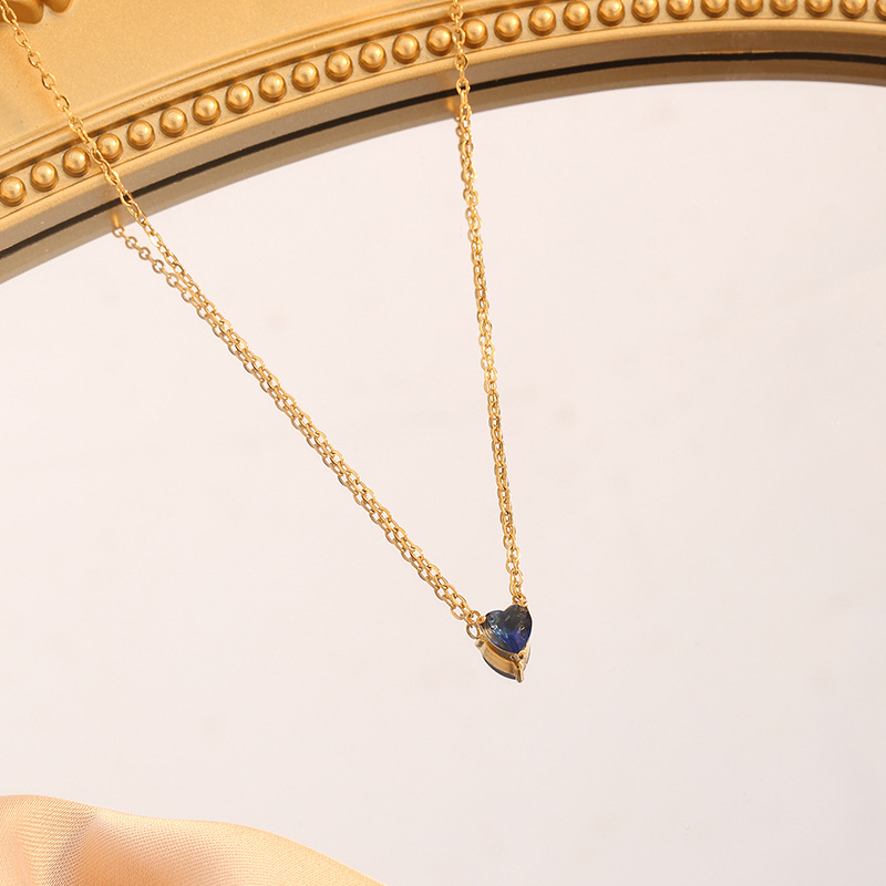 Wholesale Jewelry Simple Style Classic Style Heart Shape Titanium Steel Plating Pendant Necklace Cable Chain display picture 3