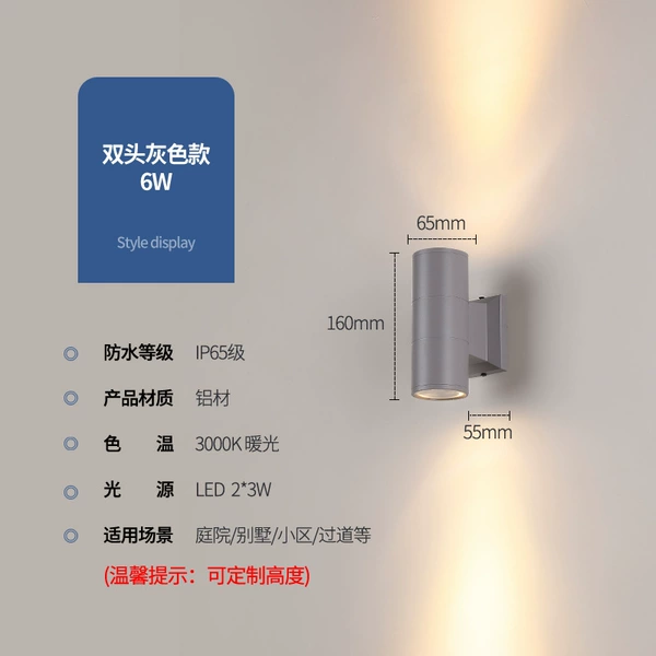 Light gray shell double-headed 6W warm white light