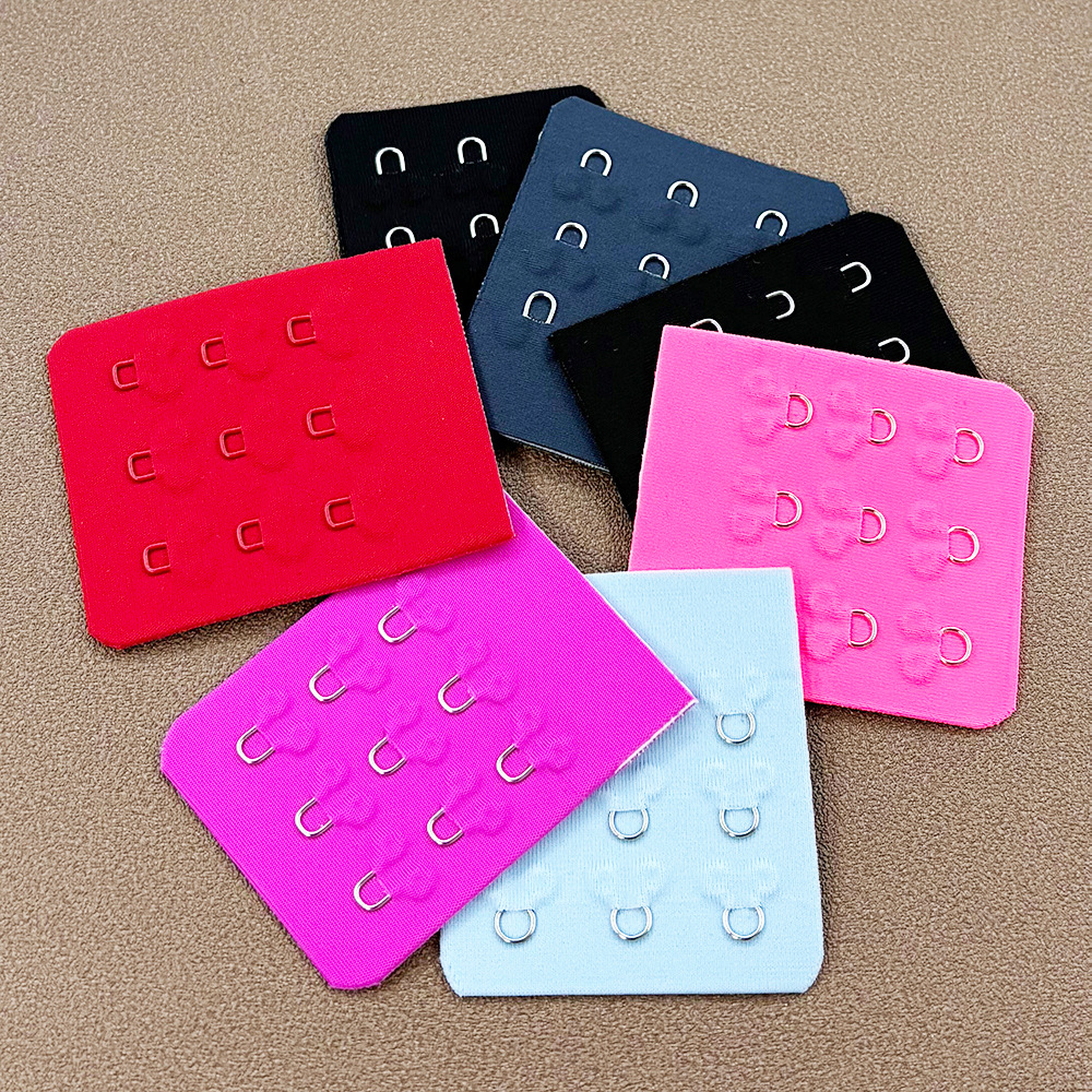 现货一体配套内衣后背加长扣 涤纶无痕3排3扣文胸布钩通用3排背扣