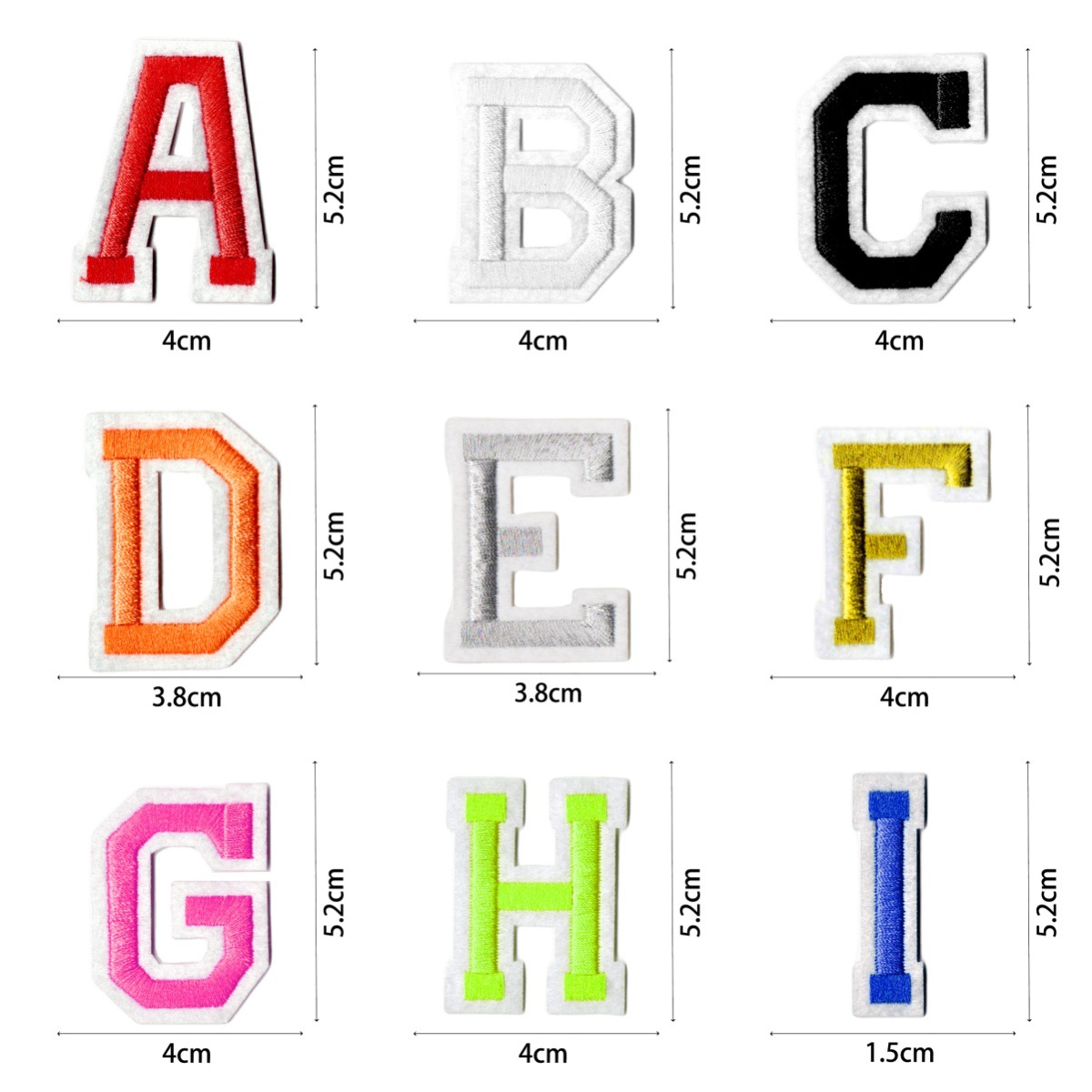 Venta caliente transfronteriza bordado combinación de letras en inglés de color parche parche bordado en inglés pegatinas decorativas en inglés ropa pegatinas de tela de bricolaje