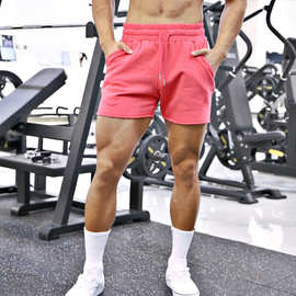 韩版肌肉健身短裤男士弹力深蹲器械训练三分短裤纯棉纯色练腿神裤