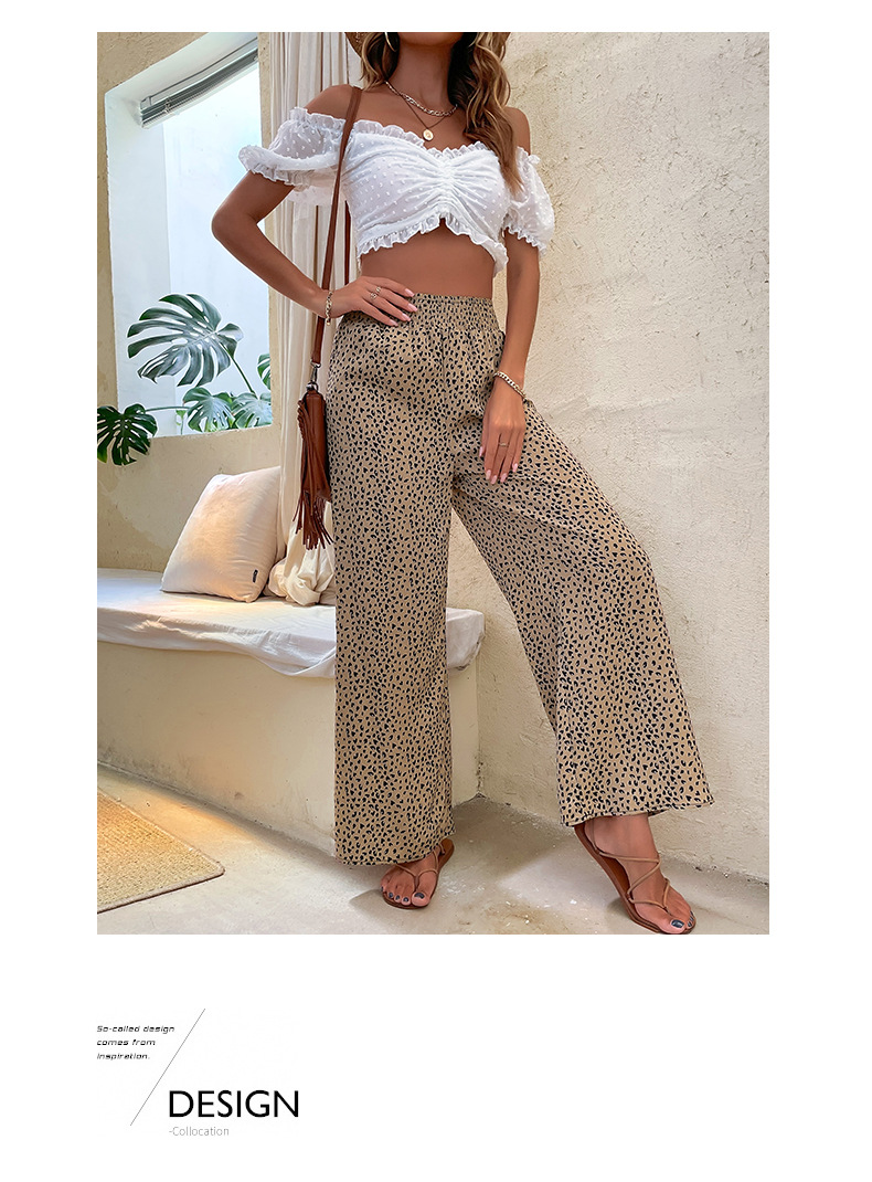 Print Holiday Style Black Casual Wide-leg Pants_voghion.com