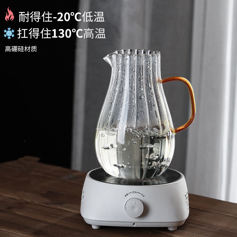 Creativo rayado gota de agua fría botella de agua borosilicato vidrio tetera hogar cubierta de acero inoxidable gran capacidad botella de agua fría