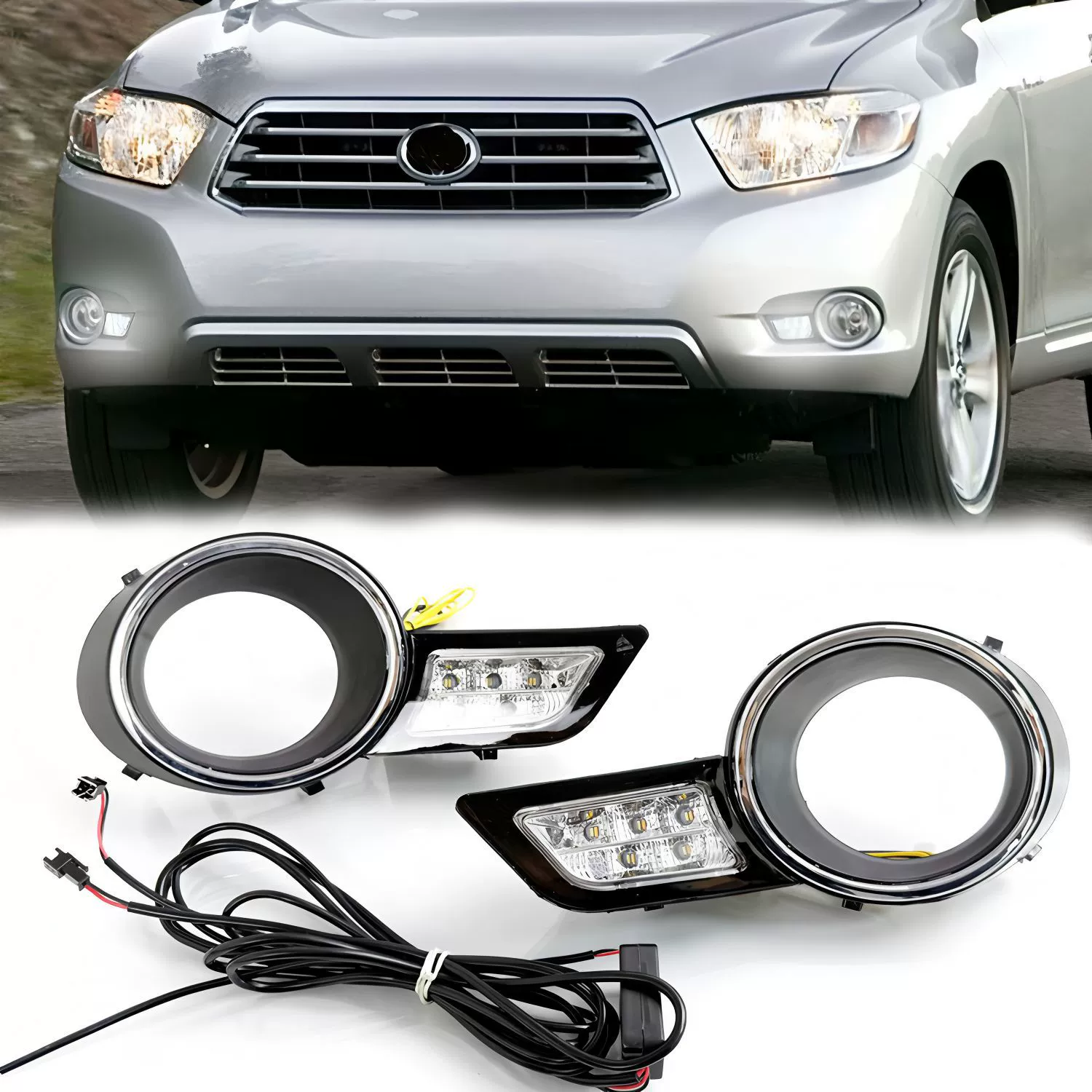 Suitable for 2009-2011 Toyota Highlander daytime running light front fog light frame modification LED daytime running light