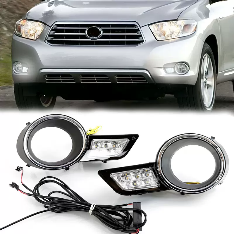 Suitable for 2009-2011 Toyota Highlander daytime running light front fog light frame modification LED daytime running light