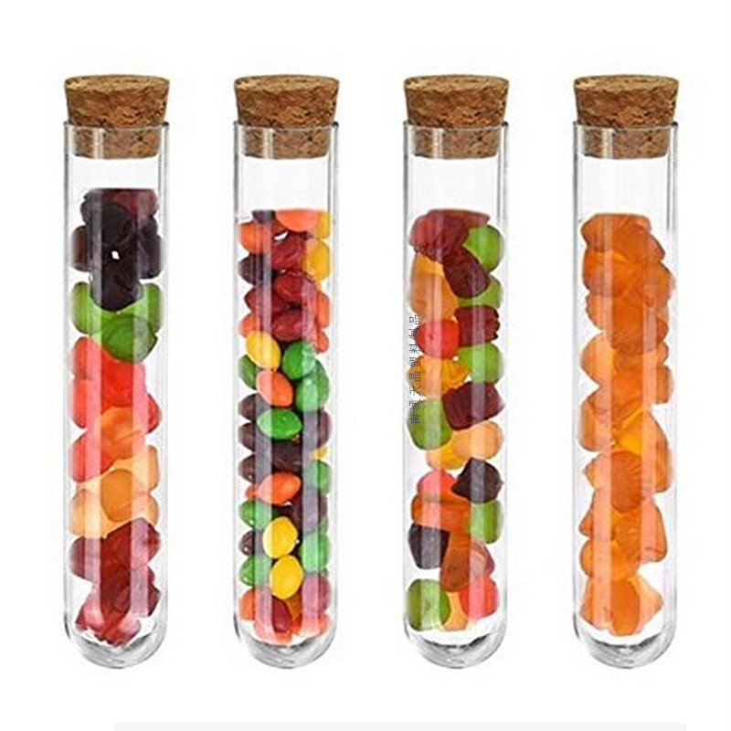 透明塑料试管配木塞 硬PS试管15ML 浴盐花茶类储存（跨境同款）