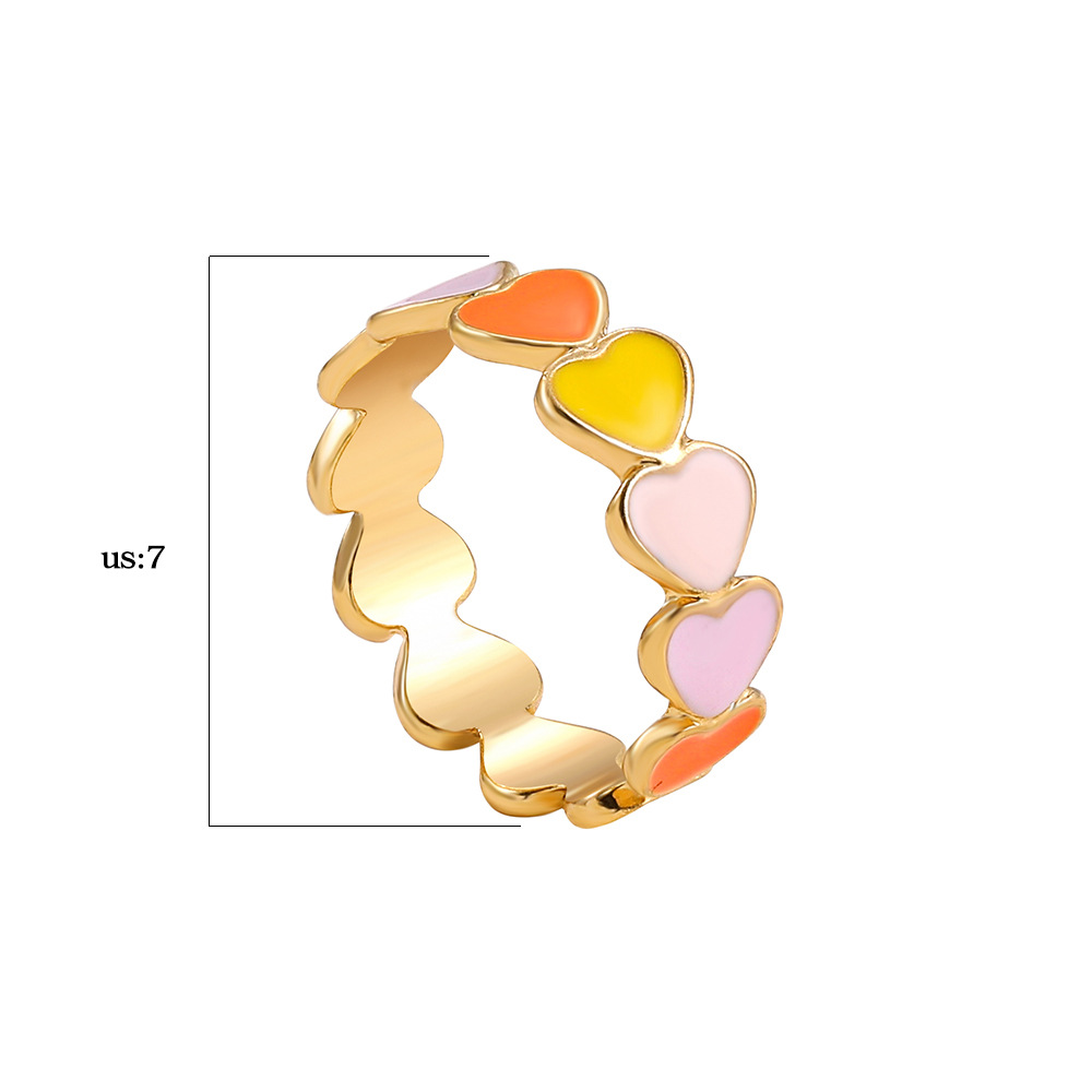 South Korean New Color Dripping Oil Love Ring Personalized Fashion Ring Ins Style Jewelry display picture 8