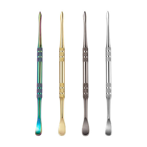 Stainless steel tincture spoon pipe mouthpiece tincture oil digging spoon cleaning tools candle carving double-headed engraving pressing stick tincture spoon