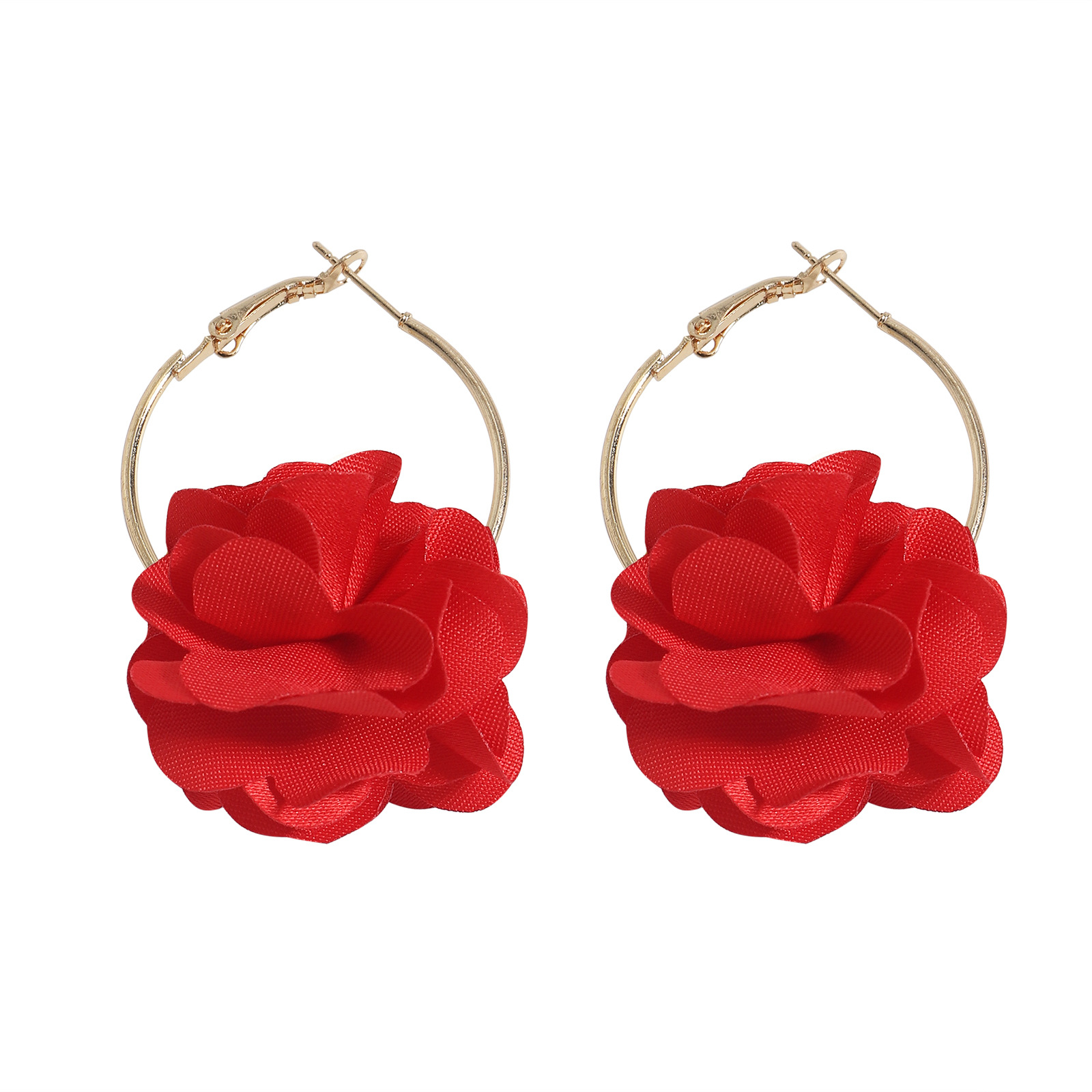 Nihaojewelry Jewelry Wholesale Fashion Fabric Flower Multi-layer Three-dimensional Earrings display picture 8