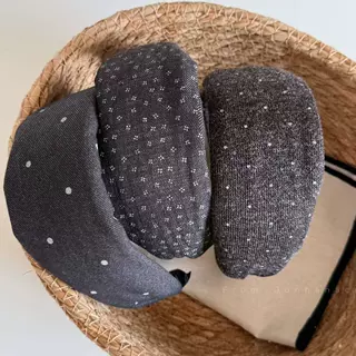 韩系波点深灰色系宽边洗脸发箍高颅顶波点头箍高级感轻奢压发发捆