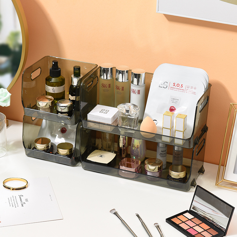 Nueva caja de almacenamiento transparente de lujo ligero de almacenamiento en rack apilable máscara cosmética Almacenamiento en rack misceláneas del hogar organización