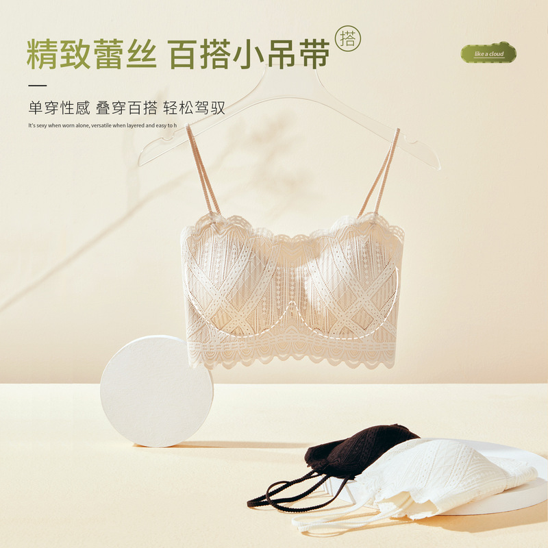 Summer Liquid Foundation Lace Tube Top Intimates for Women, Short, Versatile Outer Wear, Anti-Exposure, Chest Wrap, Inner Bottoming, Small Sling