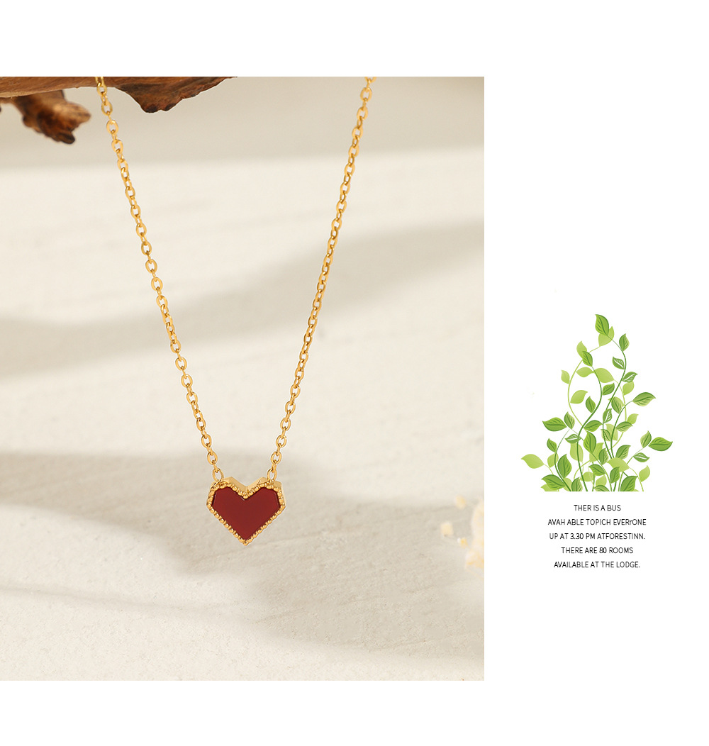 Simple Style Heart Shape Stainless Steel Titanium Steel Inlay Rhinestones Pendant Necklace 1 Piece