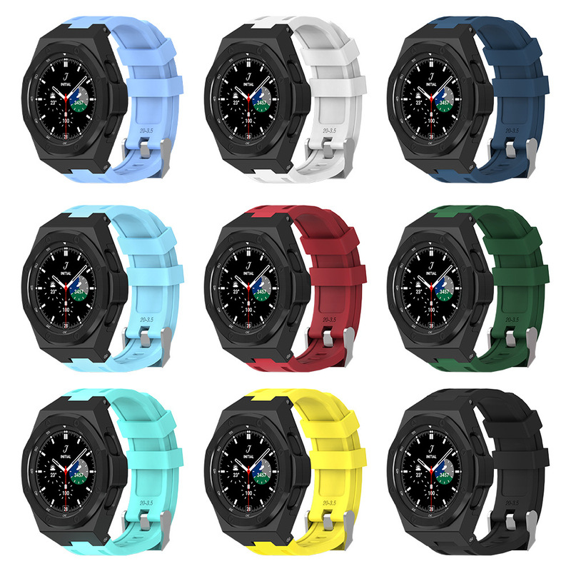 Huali Mei modified case for Samsung watch4 classic 46mm metal protective case + strap integrated