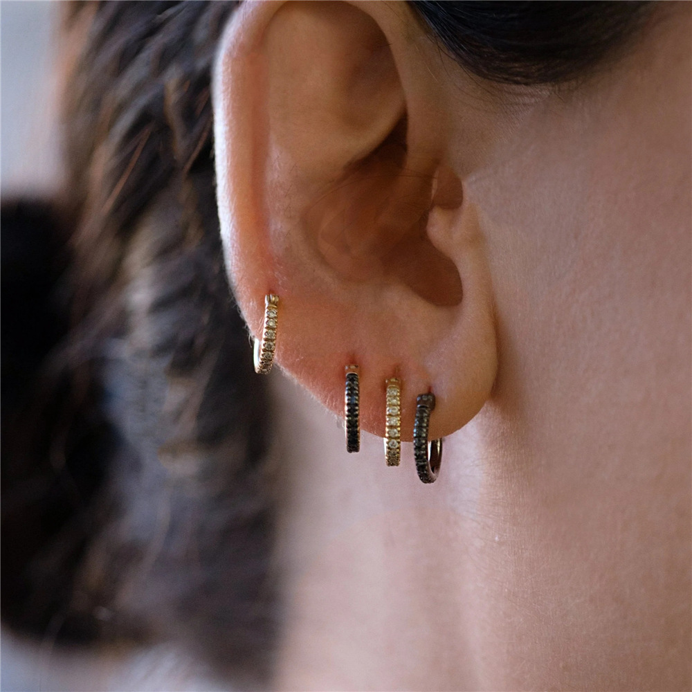 Hoop Earrings Classification 1 Pair Quantity 1 Pair 925 Sterling Silver Zircon Round Hoop Earrings