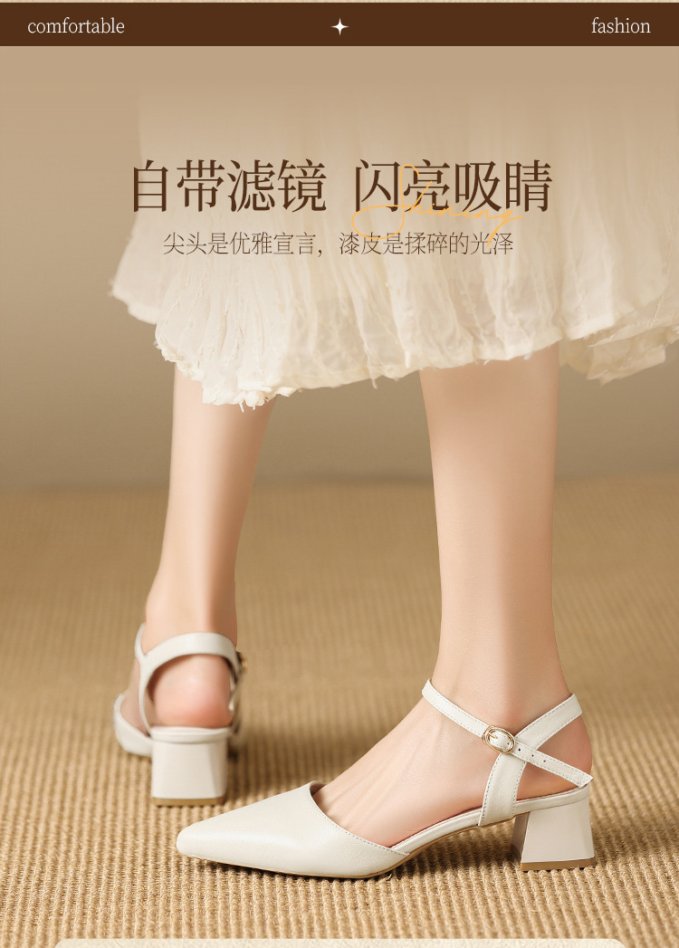 Sandal cao gót nữ mũi nhọn quai hậu kiểu Pháp — EH303 Đen chi tiết 5