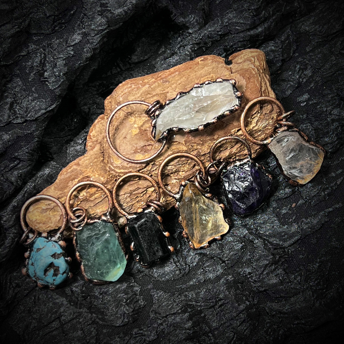 Collier En Pierres Naturelles Brut Style Rétro Bronze_voghion.com