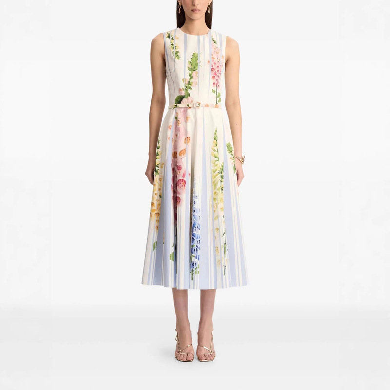 Lightweight and Breathable Pure Cotton 2026 Spring and Summer New Style Watercolor Floral Print Holiday Dress for Women Mid-Length Sleeveless Lightweight and Breathable Pure Cotton 2026 Spring and Summer New Style Watercolor Floral Print Holiday Dress for Women Mid-Length Sleeveless
