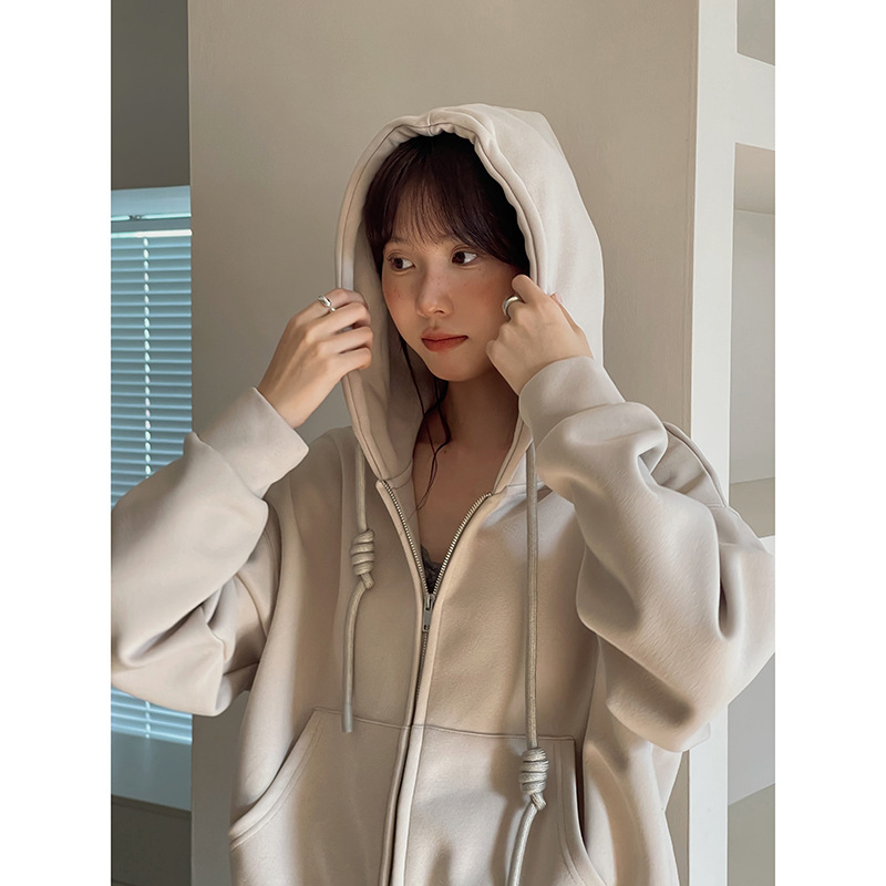 【Geming】Simple Zipper Hooded Sweatshirt Jacket Guangzhou Shisanxing Autumn Women's New Fashion Top W241B